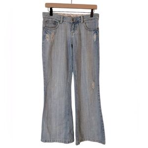 Vanity Womens Jeans Elliot Flare Blue Denim Light Wash Ripped‎ Low Rise 27X31